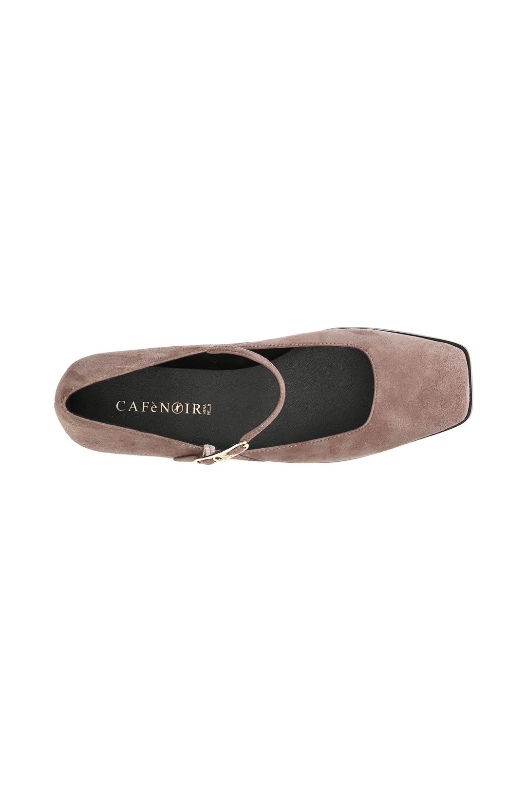 Suede ballet flats with lace and personalized buckle