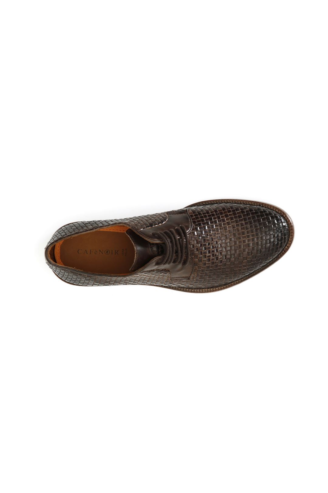 woven leather derby shoes dark brown - CafèNoir display picture 2