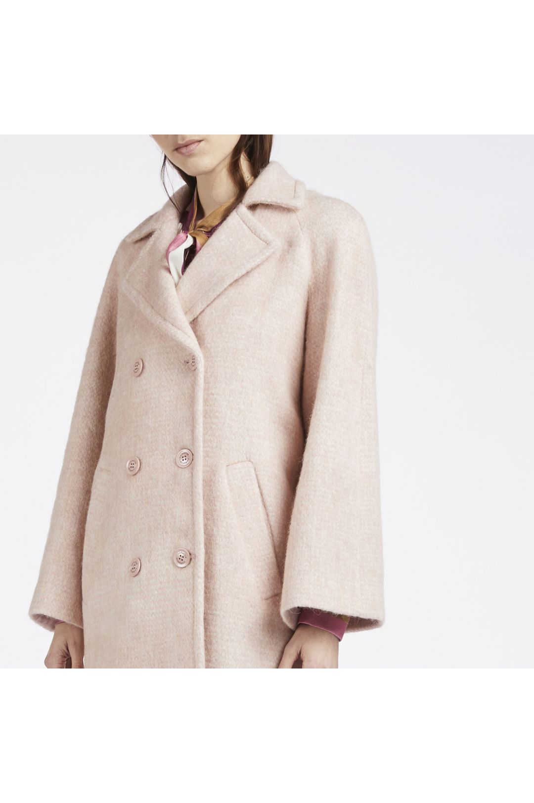 double-breasted wool blend cocoon coat - CafèNoir