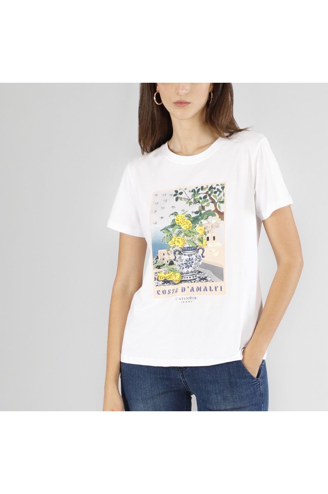 Short sleeve t-shirt with amalfi coast print