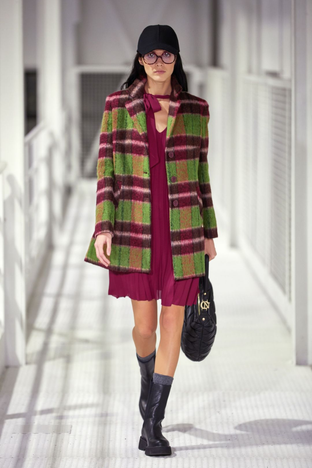 single-breasted, bright coloured check coat
