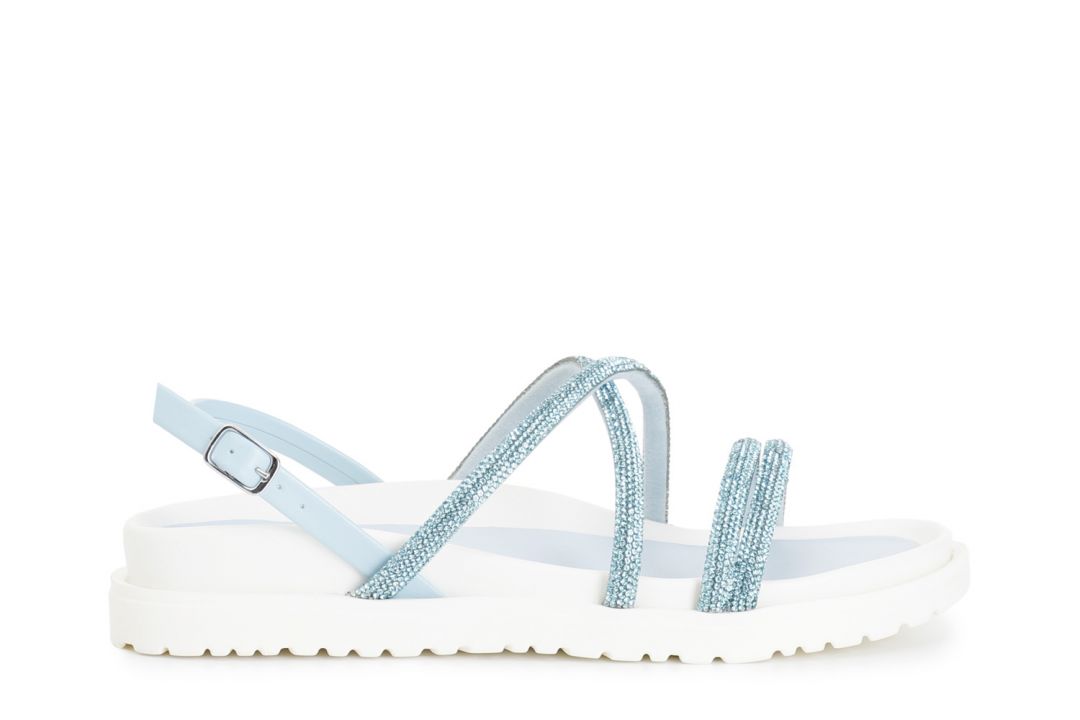 strappy sandals with rhinestones light blu
