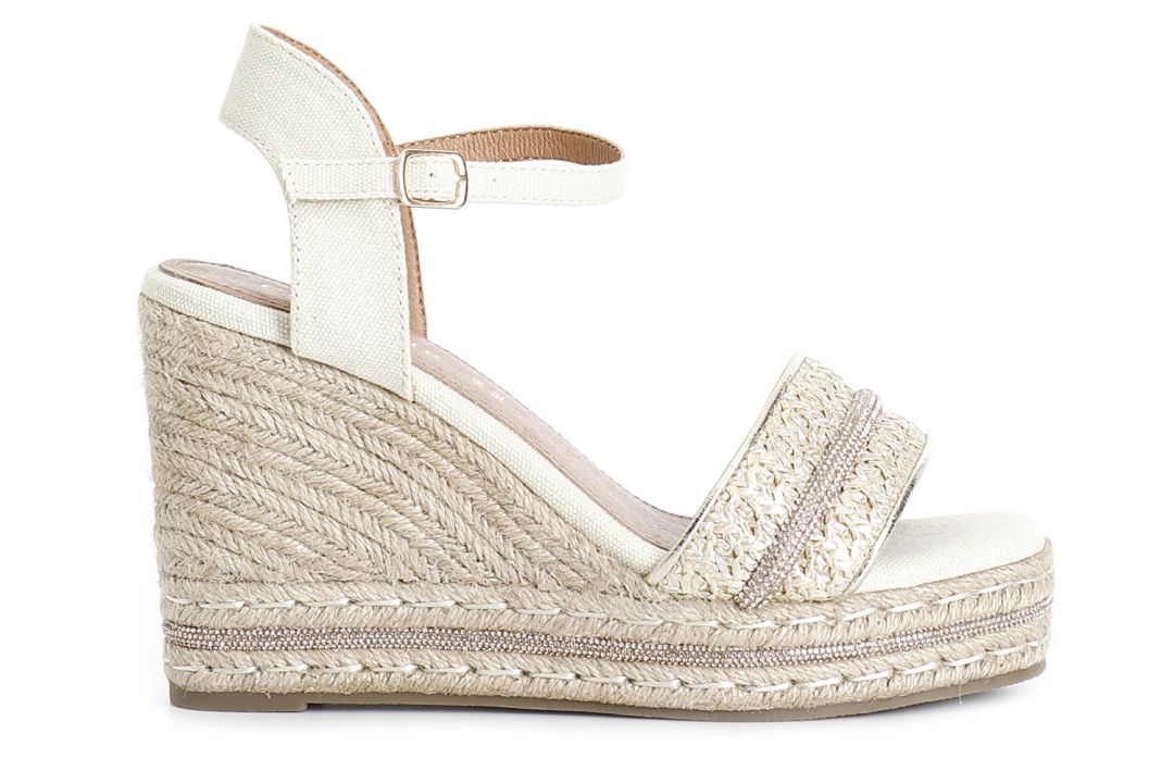raffia and fabric gilda sandals with cord wedge light gold