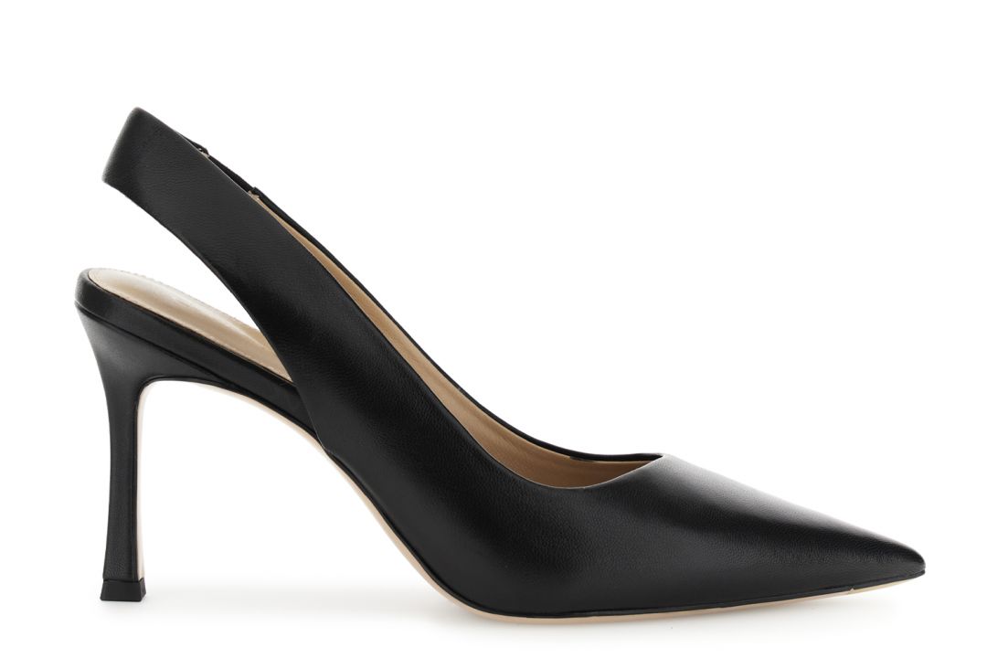 leather pumps open at the back black