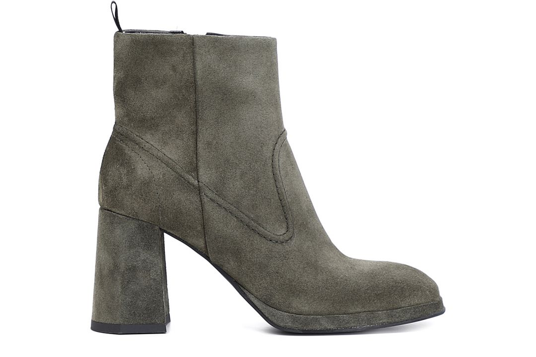 Suede leather ankle boots with square heel